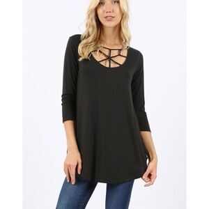Black Criss cross web tunic